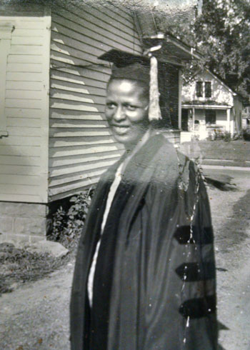 Lulu Merle Johnson in cap and gown